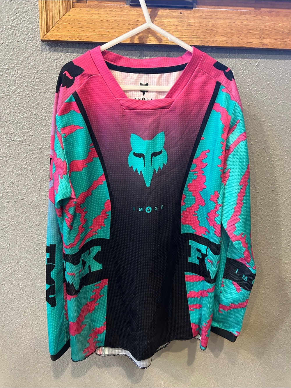 Fox Kids Long-Sleeve Jersey in Teal, Pink & Black